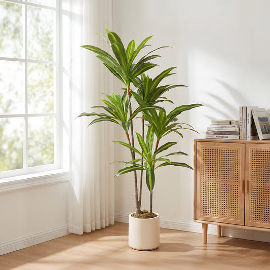 HOMCOM 150cm Lifelike Fake Tree, Artificial Dracaena Tree with Bendable Trunks, Green