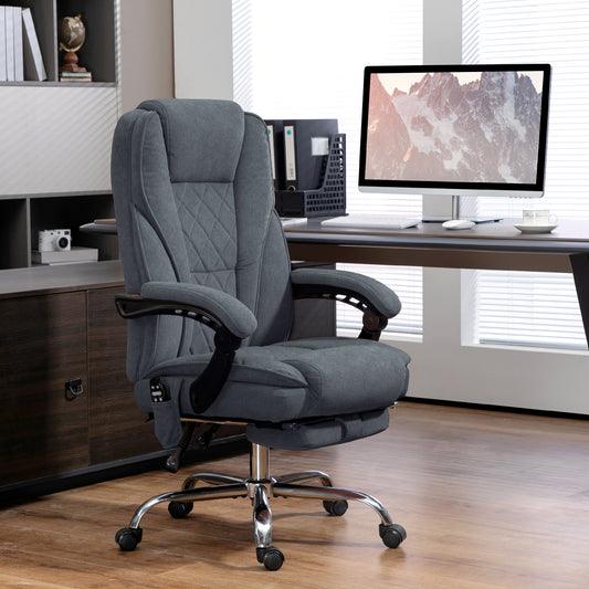 Vinsetto Massage Office Chair, Heated Reclining Computer Chair with Adjustable Height and Footrest, Dark Grey
