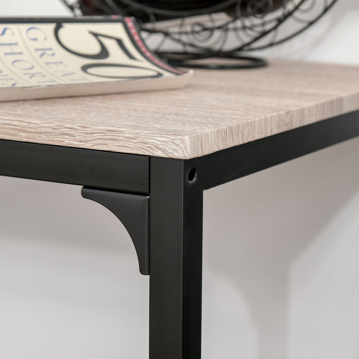 HOMCOM 3-Piece Bar Table Set with 2 Stools, Industrial Breakfast Bar Set with Footrest, Backrest for Dining Room, Small Space