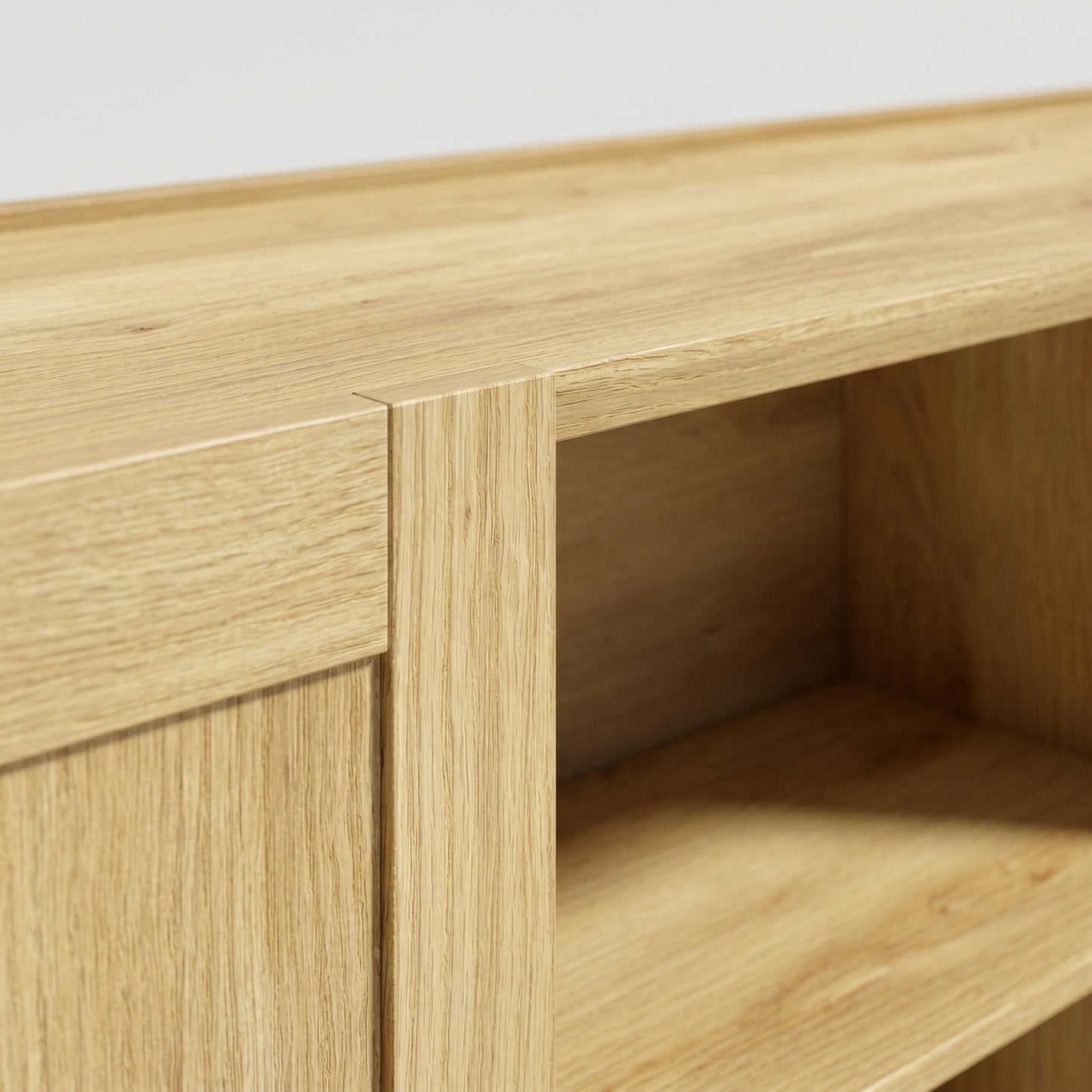 HOMCOM Sideboard Buffet Cabinet, 133 cm Storage Cabinet with 2 Open Shelves, 2 Cupboards and Soft Close Doors, Natural