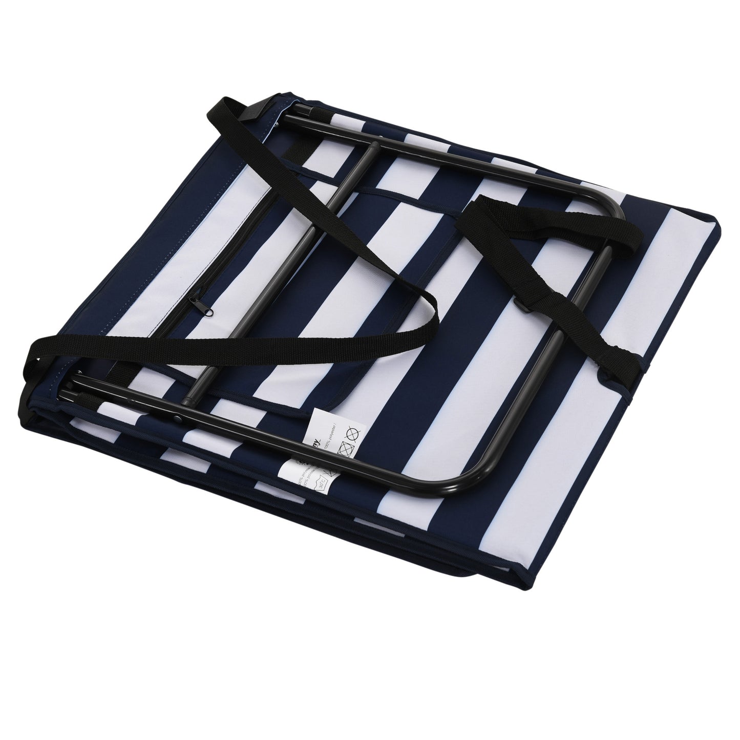 Outsunny Set of 2 Foldable Garden Beach Chair Mat, Outdoor Sun Lounger Seats with Adjustable Back, Magazine Pocket, Carry Strap