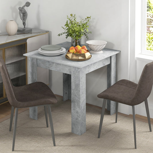 HOMCOM Square Dining Table, Modern Small Dining Table with Faux Cement Effect, Space Saving, Non-slip Foot Pads, Cement Grey