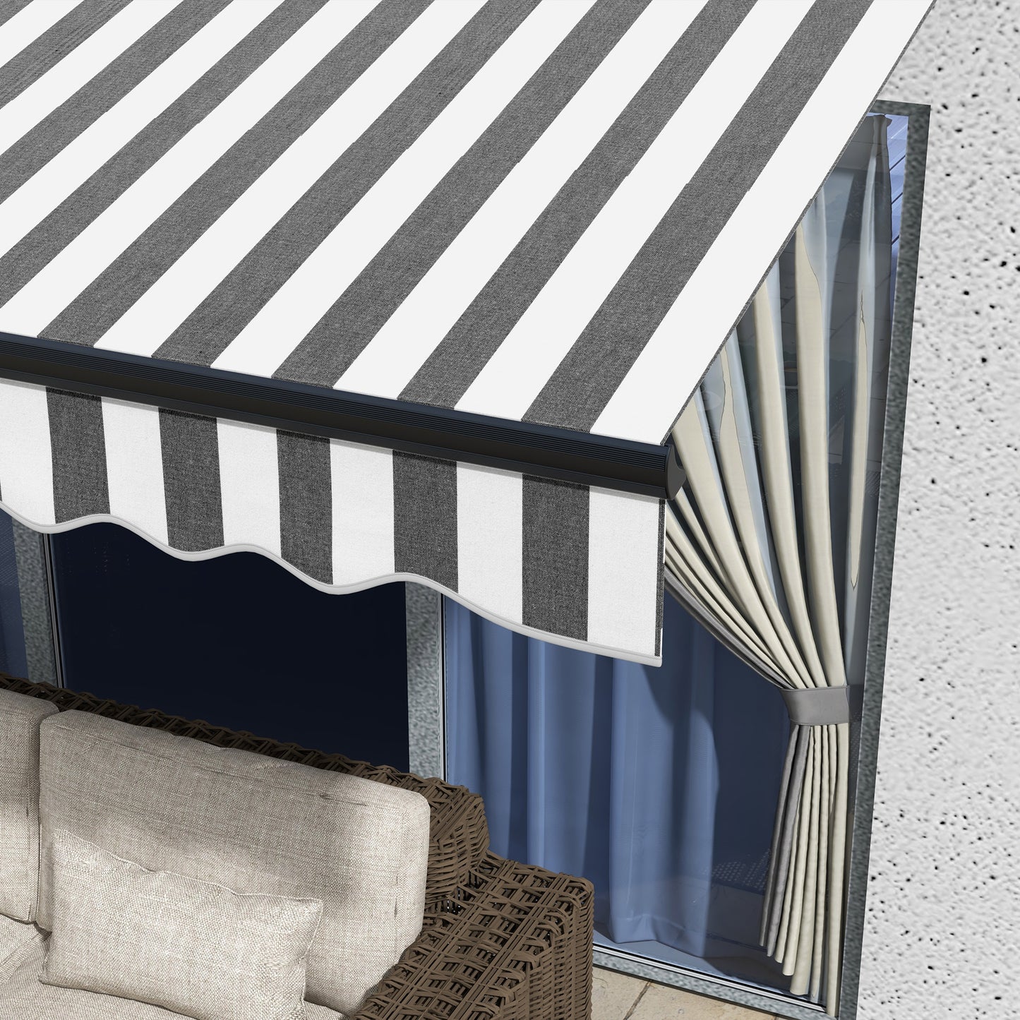 Outsunny 3 x 2m Aluminium Frame Electric Awning, with Remote - Grey/White--ChewyGames-ChewyGames