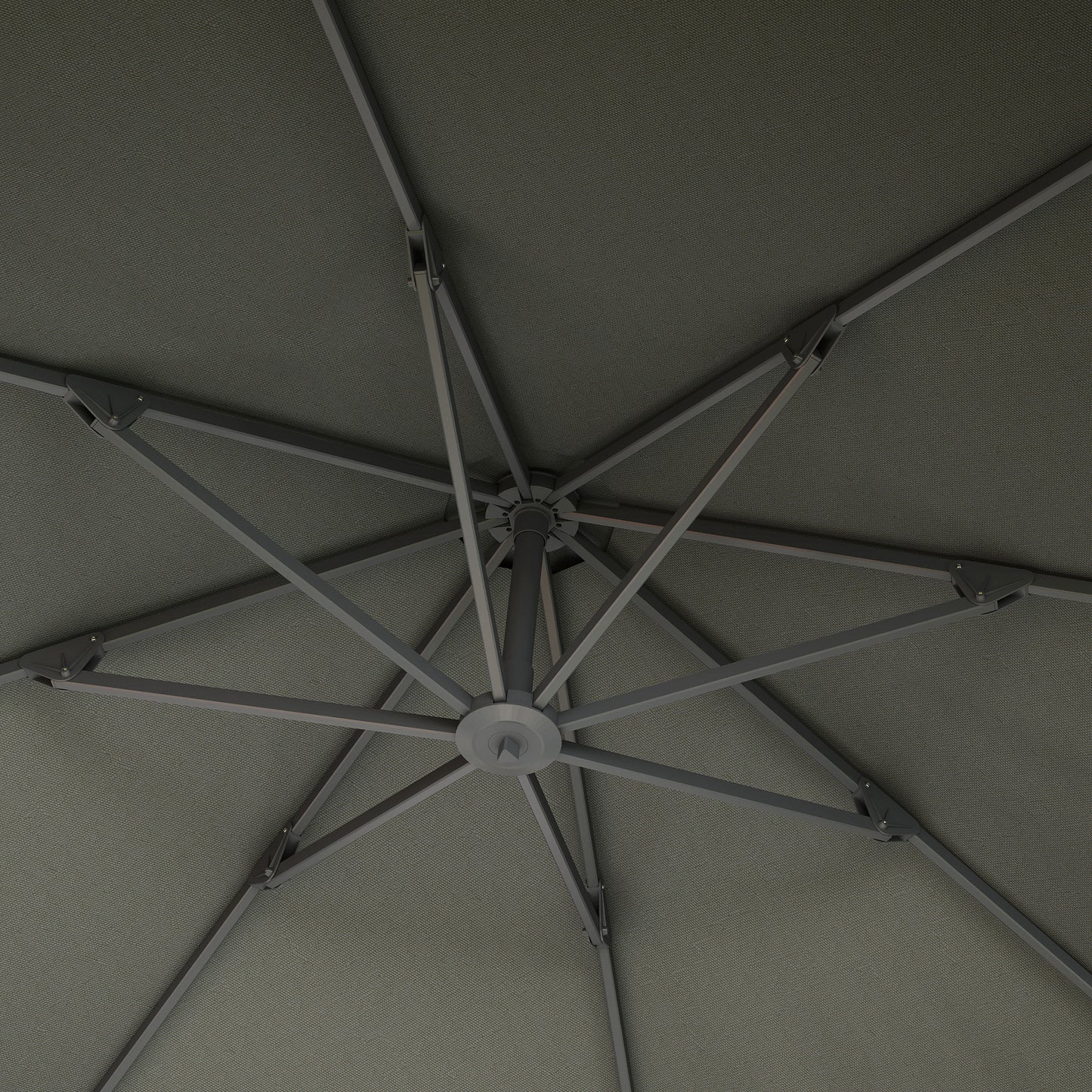 Outsunny 3(m) Garden Cantilever Parasol, Round Overhanging Umbrella with Crank Handle, Cross Base, Aluminium Frame and 360° Rotation, Banana Patio Umbrella for Outdoor Sun Shade, Grey