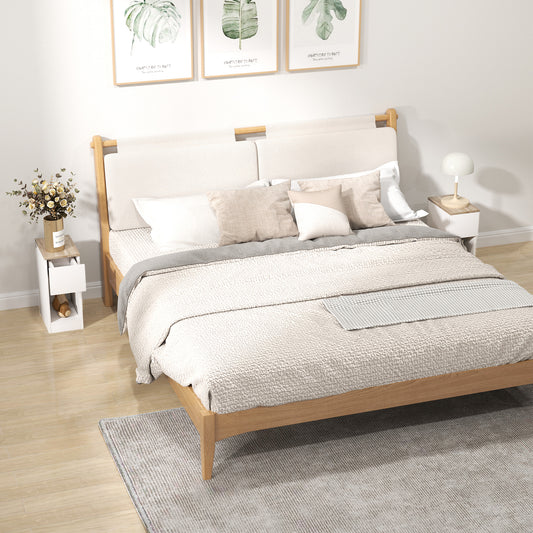 HOMCOM Set of Two Modern Storage Bedside Tables - Cream White