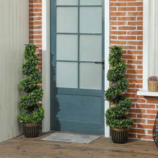 HOMCOM Set of Two 115cm Artificial Lavender Trees