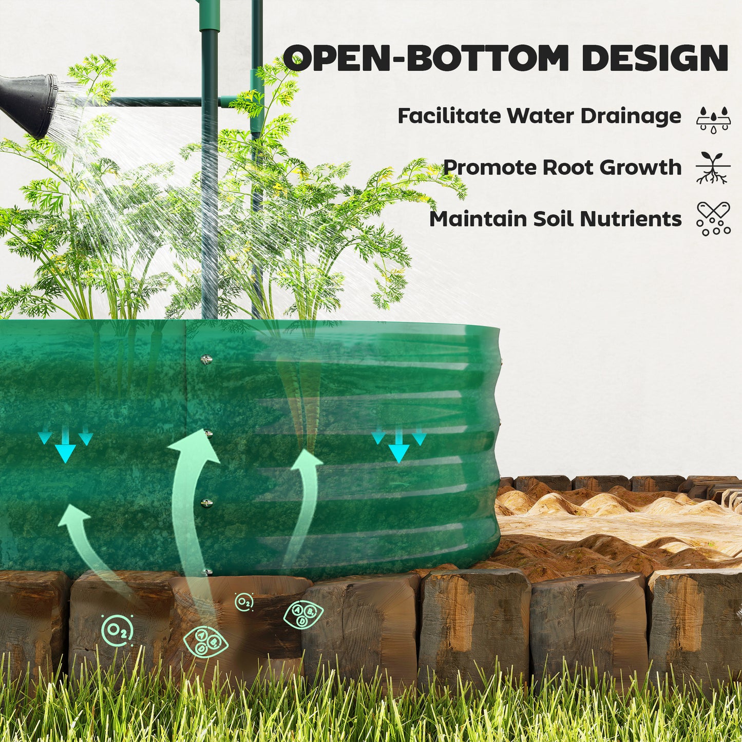 Outsunny Galvanised Raised Garden Bed with Arched Trellis, 4 x 2 x 4.6ft Metal Raised Bed for Garden with Open Bottom, Green