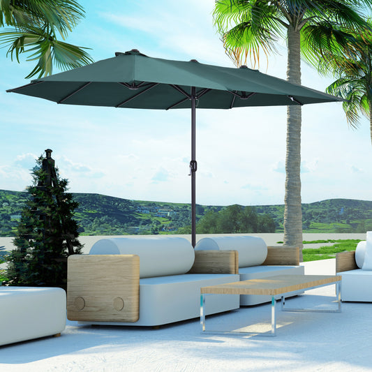 Outsunny 4.6m Double Garden Parasol - Green