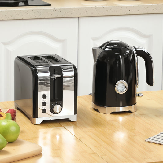 HOMCOM Retro Toaster and Kettle Set - Black--ChewyGames-ChewyGames