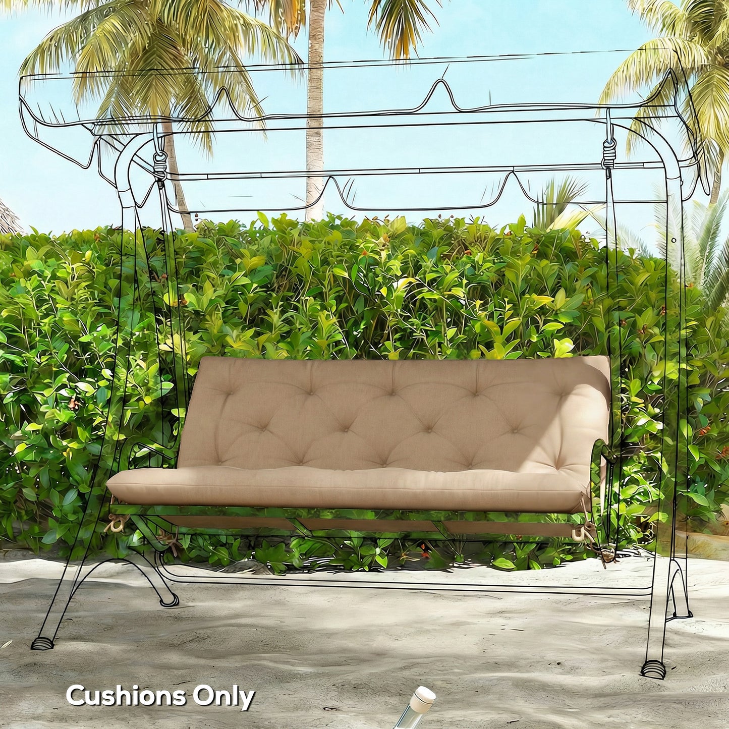Outsunny Garden Bench Cushion, 2 Seater Swing Chair Cushion, Seat Pad with Ties for Indoor and Outdoor Use, 110 x 120 cm