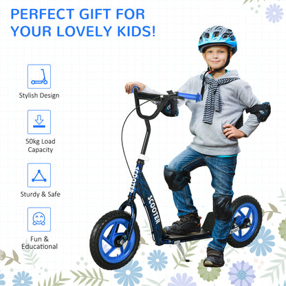 AIYAPLAY Kids Scooter with Adjustable Handlebar, Children's Kick Scooter with Non-slip Footplate, Rear Brake, Kickstand, Blue--ChewyGames-ChewyGames