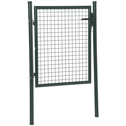 HOMCOM Green Steel Garden Gate with Lock and 3 Keys 97 x 150cm, Green