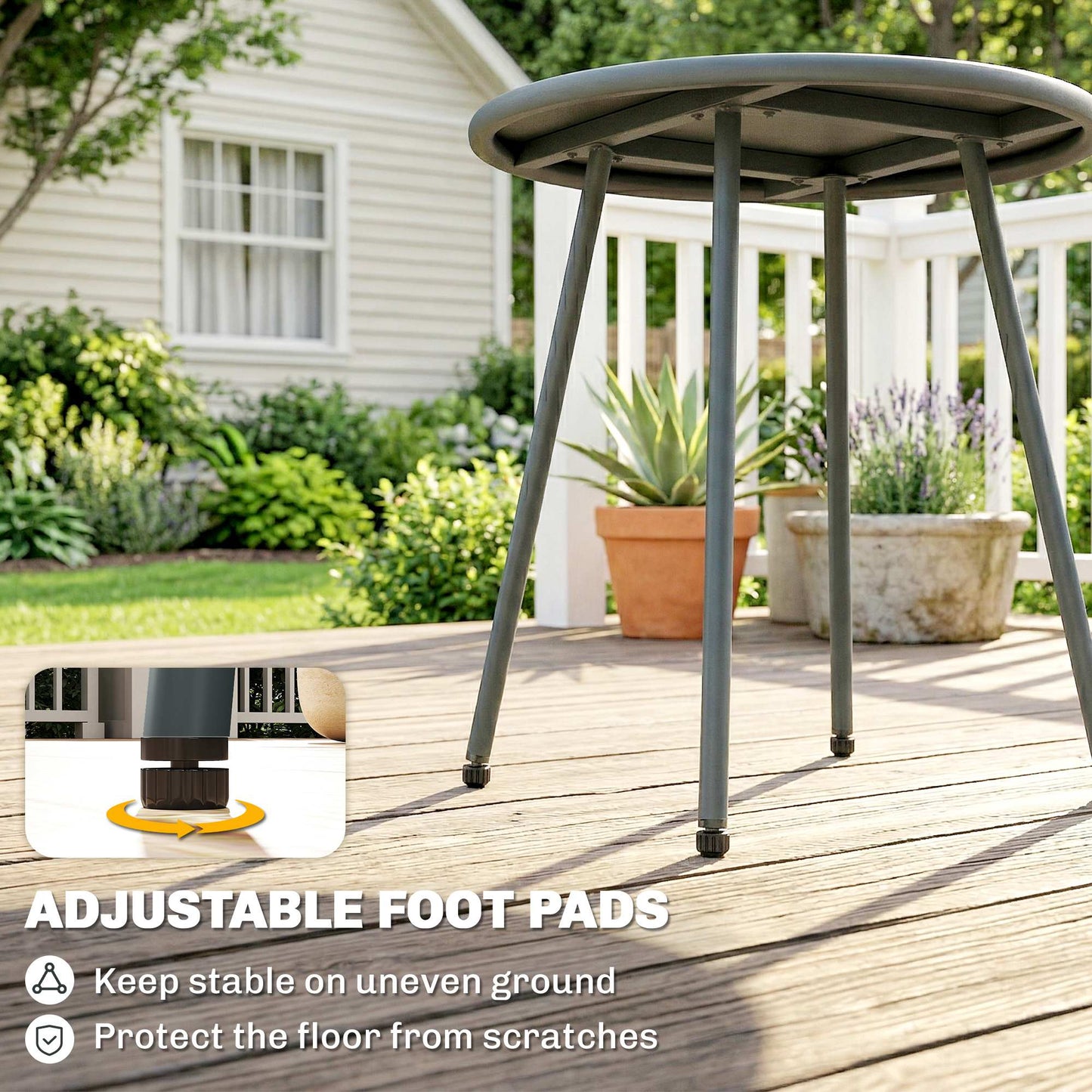 Outsunny 3 Piece Rattan Bistro Set, Outdoor Garden Furniture Set with 2 Chairs, Round Coffee Table for Patio, Balcony, Dark Grey