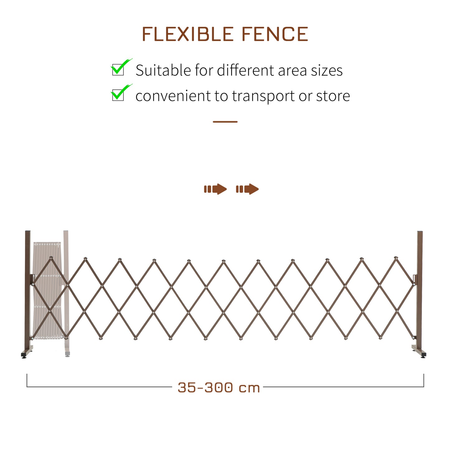 Outsunny Expanding Trellis Fence, Freestanding Movable Fence, Foldable Garden Screen Panel, 300 x 103.5 cm, Dark Brown