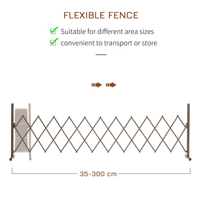 Outsunny Expanding Trellis Fence, Freestanding Movable Fence, Foldable Garden Screen Panel, 300 x 103.5 cm, Dark Brown