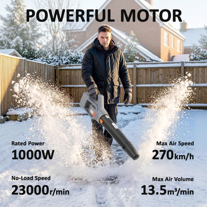 Outsunny Leaf Blower Cordless with 2 x 4000mAh Batteries & Charger, 36V Lightweight Garden Blower with 1000W Brushless Motor