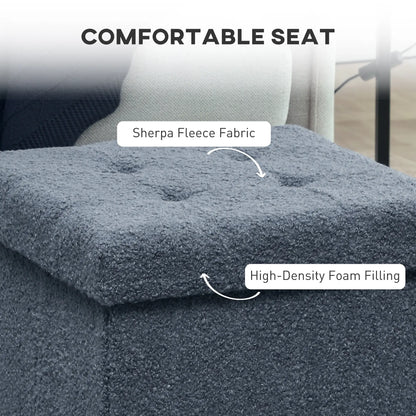 HOMCOM Foldable Sherpa Fleece Storage Ottoman, 38 x 38 x 38 cm, Blue