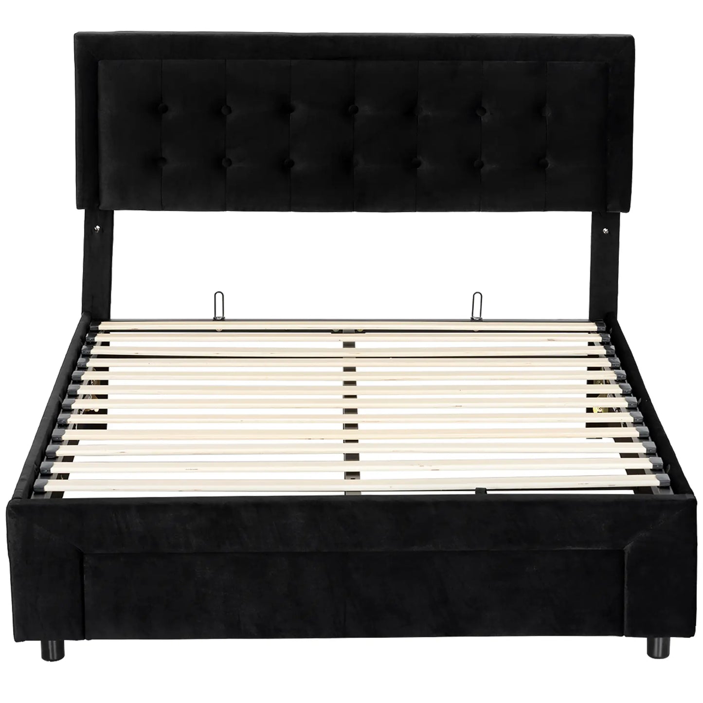 HOMCOM King Size Ottoman Bed Frame, with Front Drawer Black