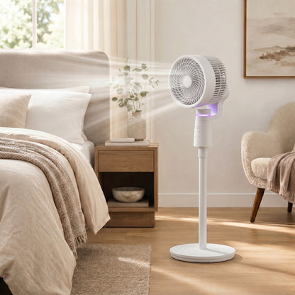 HOMCOM Pedestal Air Circulation Fan with Oscillating, Light Off, White