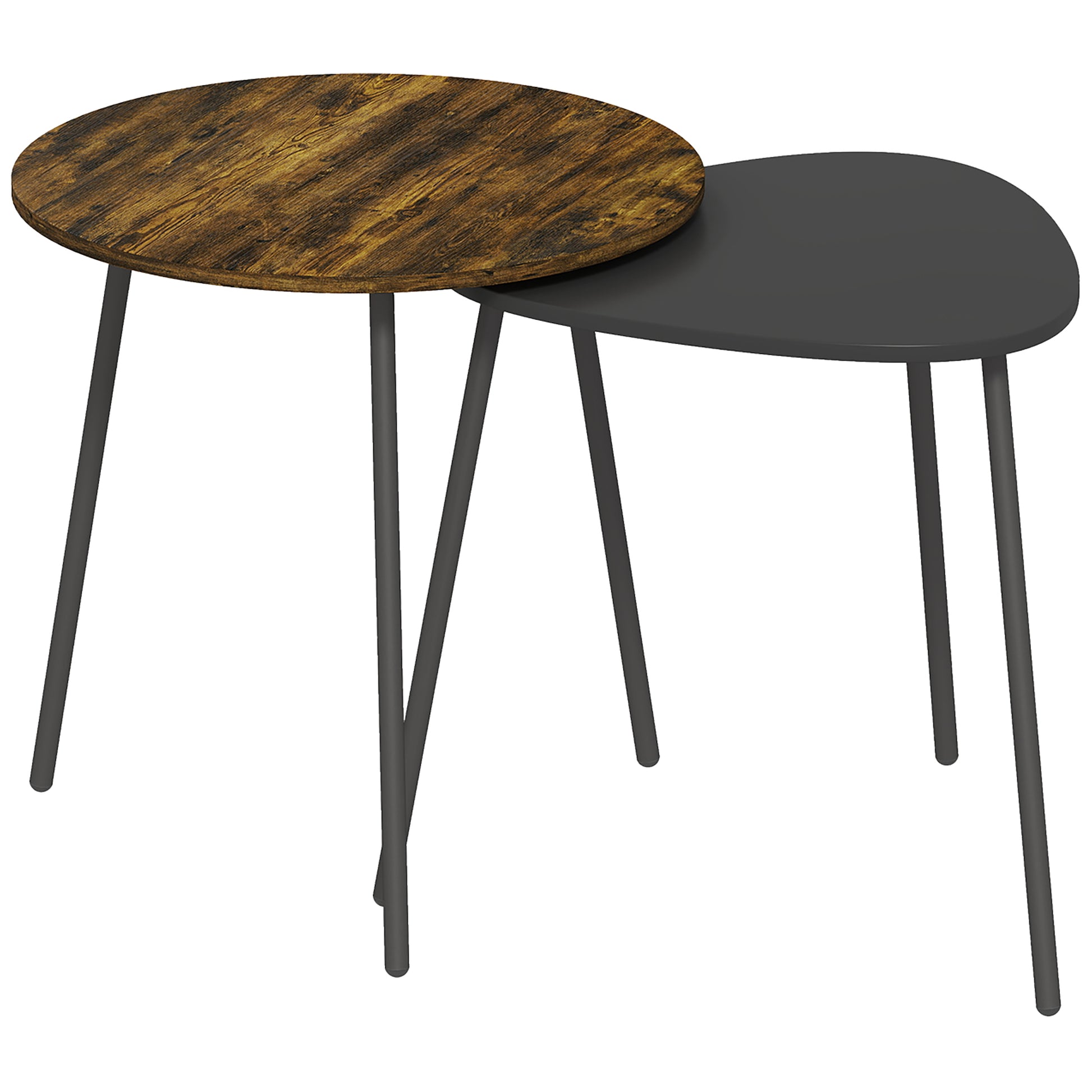 HOMCOM Nesting Side Table Set of 2 - Rustic Brown--ChewyGames-ChewyGames