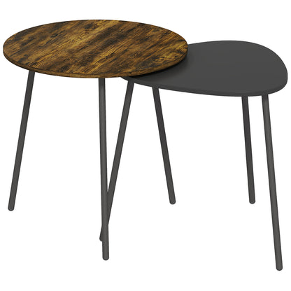 HOMCOM Nesting Side Table Set of 2 - Rustic Brown--ChewyGames-ChewyGames