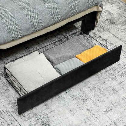 HOMCOM King Size Ottoman Bed Frame, with Front Drawer Black