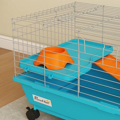 PawHut Small Animal Cage Rabbit Guinea Pigs Chinchillas Cage with Wheels Water Bottle--ChewyGames-ChewyGames