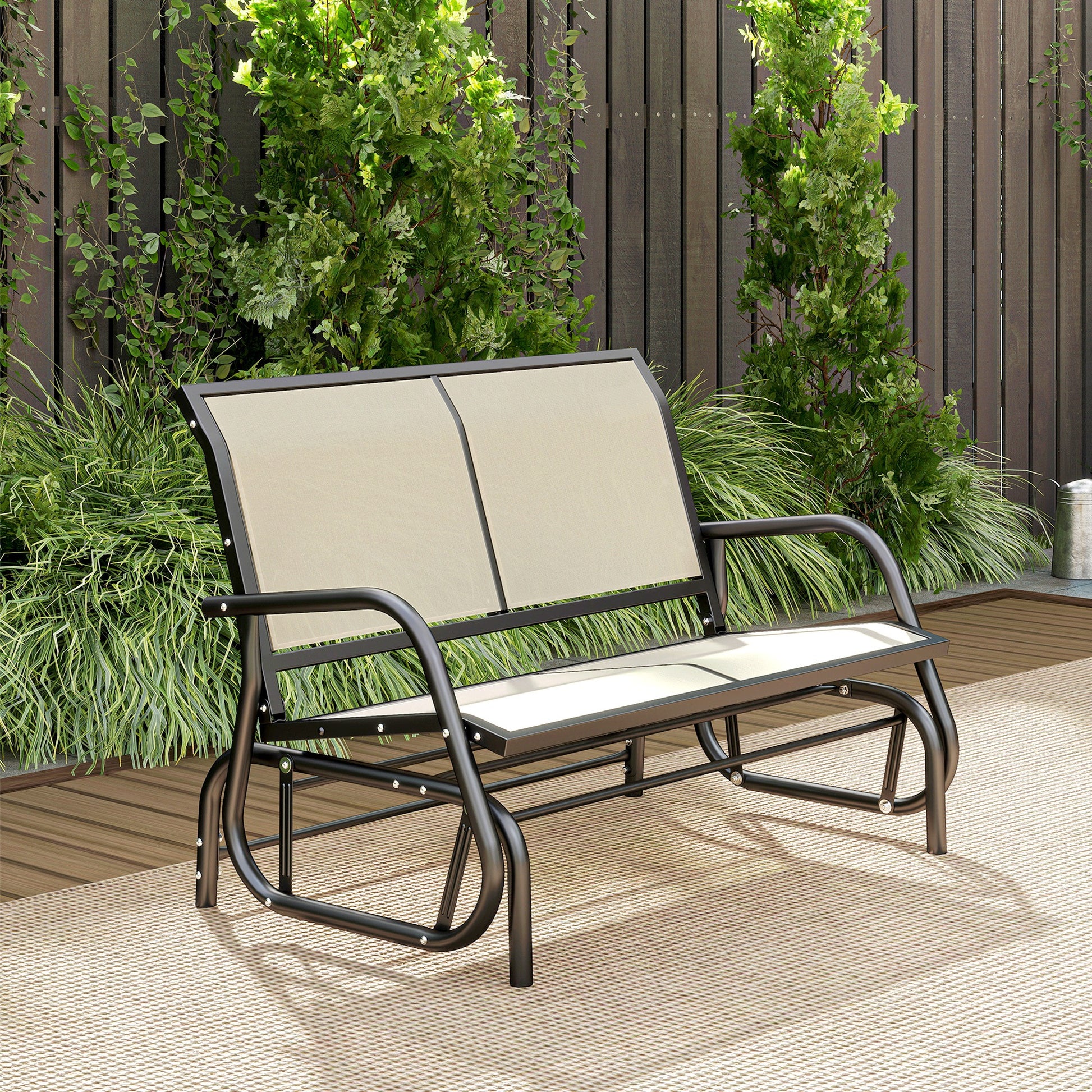 Outsunny 2-Person Outdoor Glider Bench Patio Double Swing Gliding Chair Loveseat w/Power Coated Steel Frame for Garden Patio Porch, Cream--ChewyGames-ChewyGames