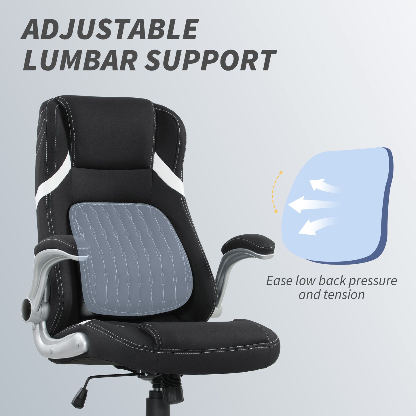 Vinsetto Linen-Look Office Chair, with Adjustable Height and Tension - Black