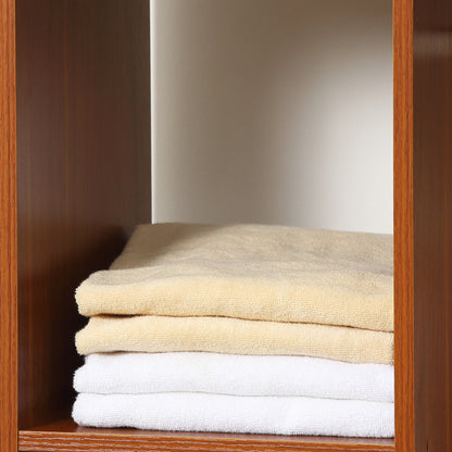 HOMCOM Open Wardrobe on Wheels, Bedroom Wardrobe with Clothes Hanging Rail, 3 Storage Shelves, Mobile Garment Rack for Cloakroom, Hallway, Walnut-Corner Wardrobes-ChewyGames-ChewyGames