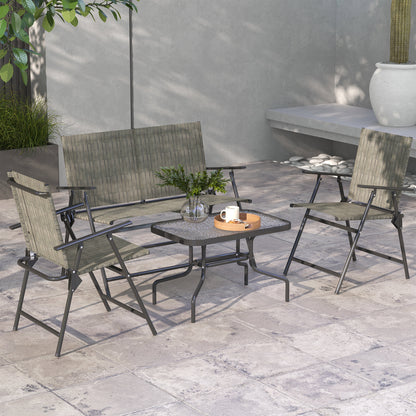 Outsunny Four-Piece Metal Garden Sofa Set - Mixed Brown