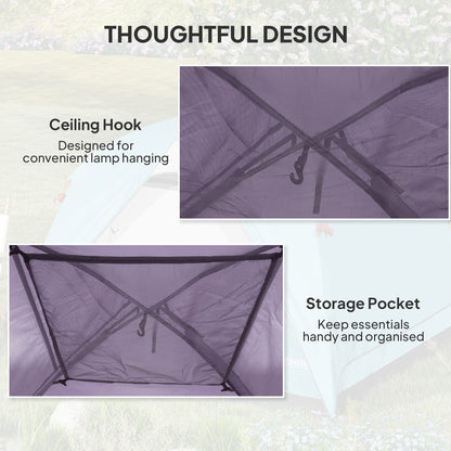 Outsunny 3-4 Person Camping Tent, Easy Set Up 3-4 Man Tent w/ Sewn-in Groundsheet, Waterproof Dome Tent w/ Mesh Windows