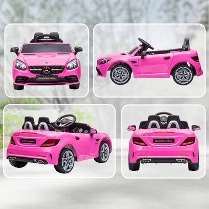 HOMCOM Benz SLC 300  Licensed 12V Kids Electric Ride On, with Music, Remote Control, LED Headlights, Horn, Pink