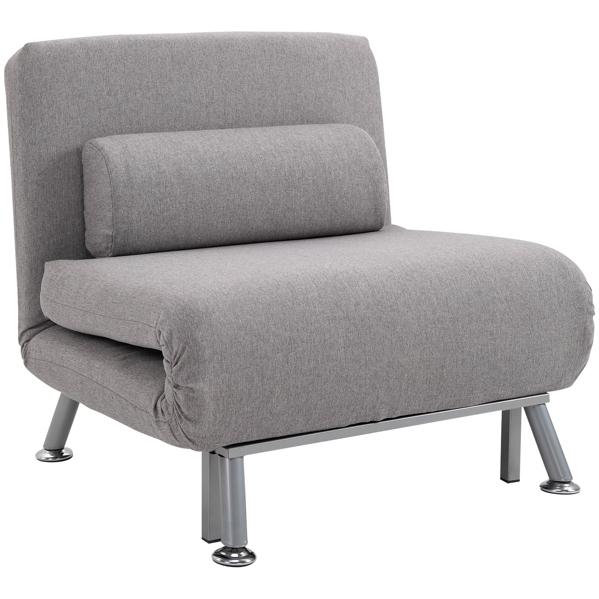 HOMCOM Adjustable Back Futon Sofa Chair - Grey--ChewyGames-ChewyGames