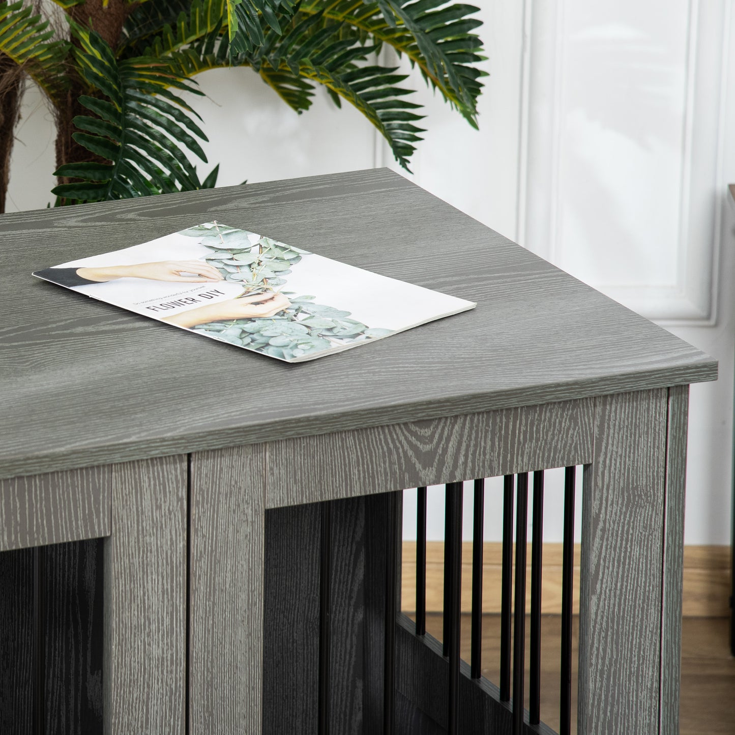 PawHut Dog Crate Table for Medium and Large Dogs with Magnetic Door for Indoor Use, 85 x 55 x 75 cm, Grey--ChewyGames-ChewyGames