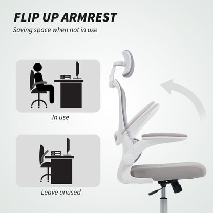 HOMCOM Mesh Back Office Chair, with Lumbar Support - Grey