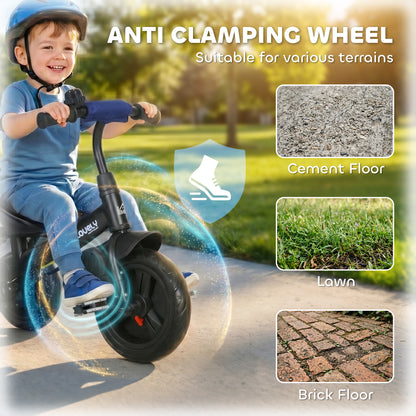 HOMCOM 6 in 1 Kids Trike with Parent Handle, Canopy, 5-point Seat Belt, Storage, Footrest, Brake, for 1-5 Years, Dark Blue