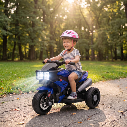AIYAPLAY Kids Electric Motorcycle Ride-On Toy, 3-Wheel Battery-Operated Motorbike with Horn, Toddler Ride On Bike, Blue