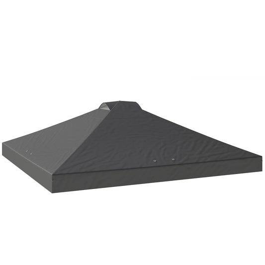 Outsunny Gazebo Roof Replacement UV50+ Waterproof Pop Up Canopy Cover with 8 Drainage Holes 3 x 3 m Dark Grey