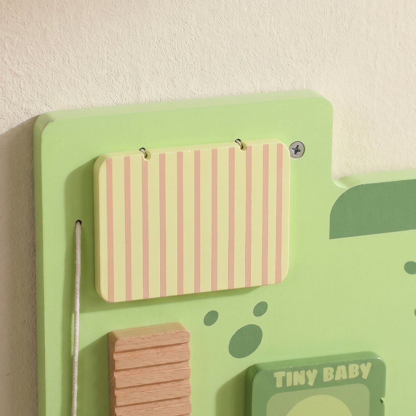 AIYAPLAY Busy Board Panels, Wall Mounted Montessori Inspired Busy Board, Toddler Learning Centre Dinosaur Theme, Green