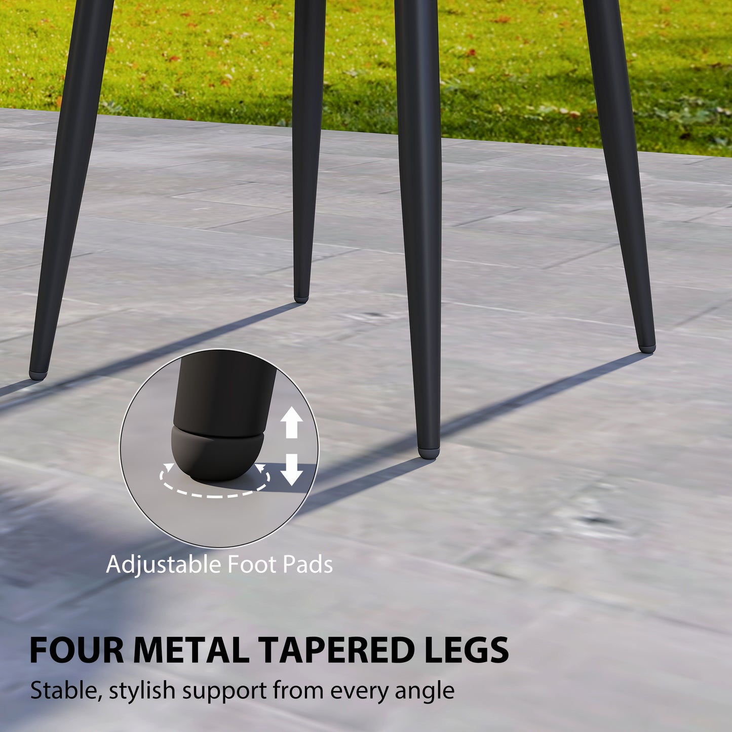 Outsunny 49.5 cm Round Garden Table, Small Outdoor Coffee Side Table with Plastic Tray-Style Top, Metal Legs, Black