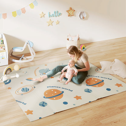 AIYAPLAY Baby Play Mat, Double Sideded Foldable Kids Crawling Mat, Reversible & Waterproof, Astronaut and Planet--ChewyGames-ChewyGames