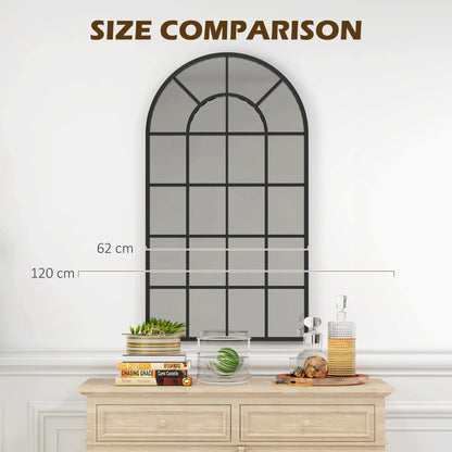 HOMCOM 110 x 65 cm Arched Decorative Wall Mirror for Bedroom Living Room, Modern Window Bathroom Mirror for Home Decor
