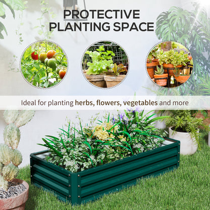 Outsunny Set of 2 Raised Beds for Garden, Galvanised Outdoor Planters for Herbs Vegetables, Use for Patio Balcony, Green