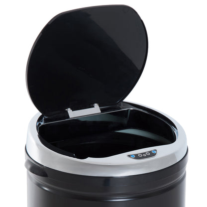 HOMCOM 50L Automatic Motion Sensor Rubbish Bin with Fingerprint Resistant, Stainless Steel, Black