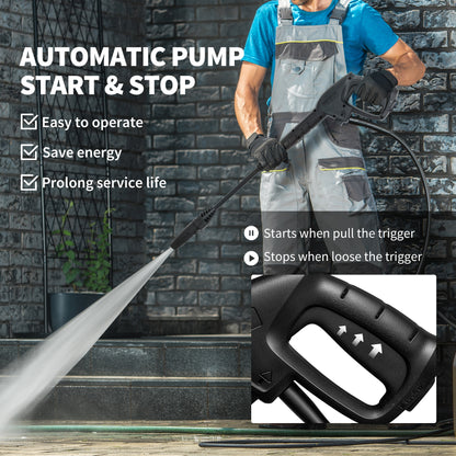 Outsunny 1800W High Pressure Washer, 150 Bar Pressure, 420 L/h Flow, Portable Power Washer Jet Wash Cleaner with Adjustable Nozzle, 6M Hose, Hose Reel, Steel Handle for Home Patio Car Driveway, Green