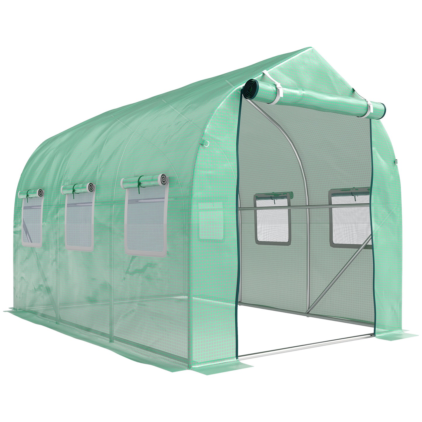 Outsunny Polytunnel Greenhouse with Windows and Door, Walk in Greenhouse for Garden, Backyard (3 x 2 M)