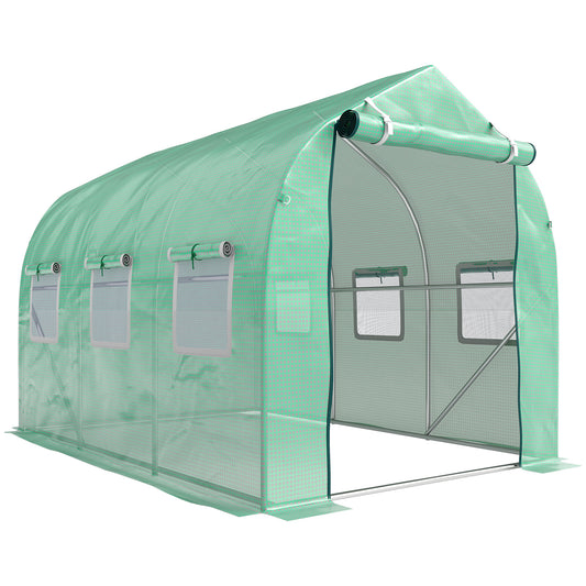 Outsunny Polytunnel Greenhouse with Windows and Door, Walk in Greenhouse for Garden, Backyard (3 x 2 M)