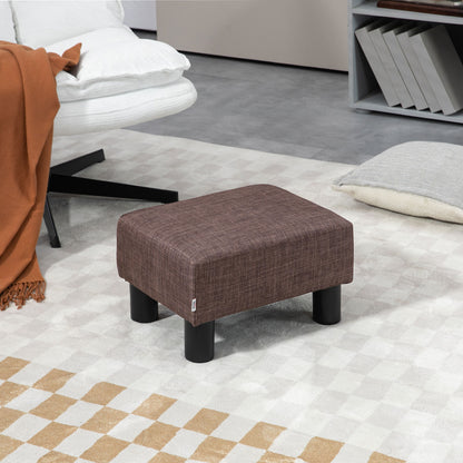 HOMCOM Linen Fabric Footstool Ottoman Cube with 4 Plastic Legs, Brown--ChewyGames-ChewyGames