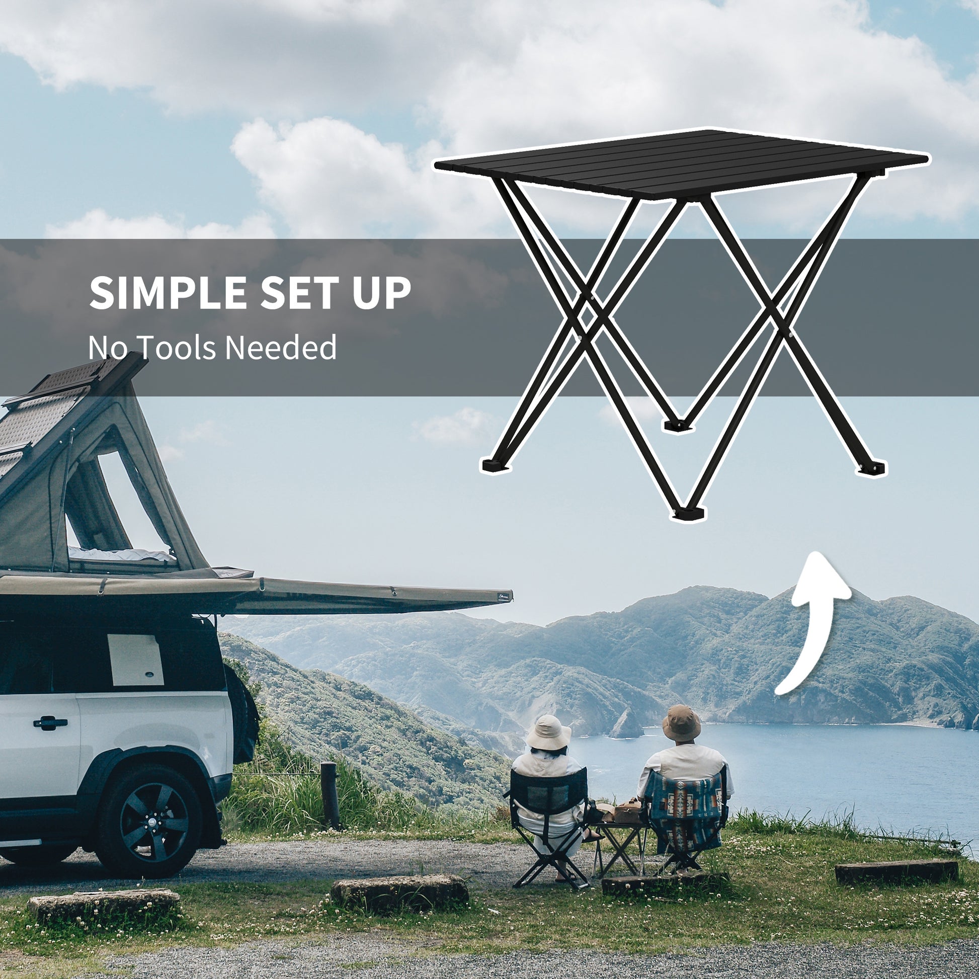 Outsunny Folding Camping Table, Lightweight Metal Picnic Table with Carry Bag, Foldable Table for Outdoor Camping, Picnic, Hiking, BBQ, Fishing, Black--ChewyGames-ChewyGames